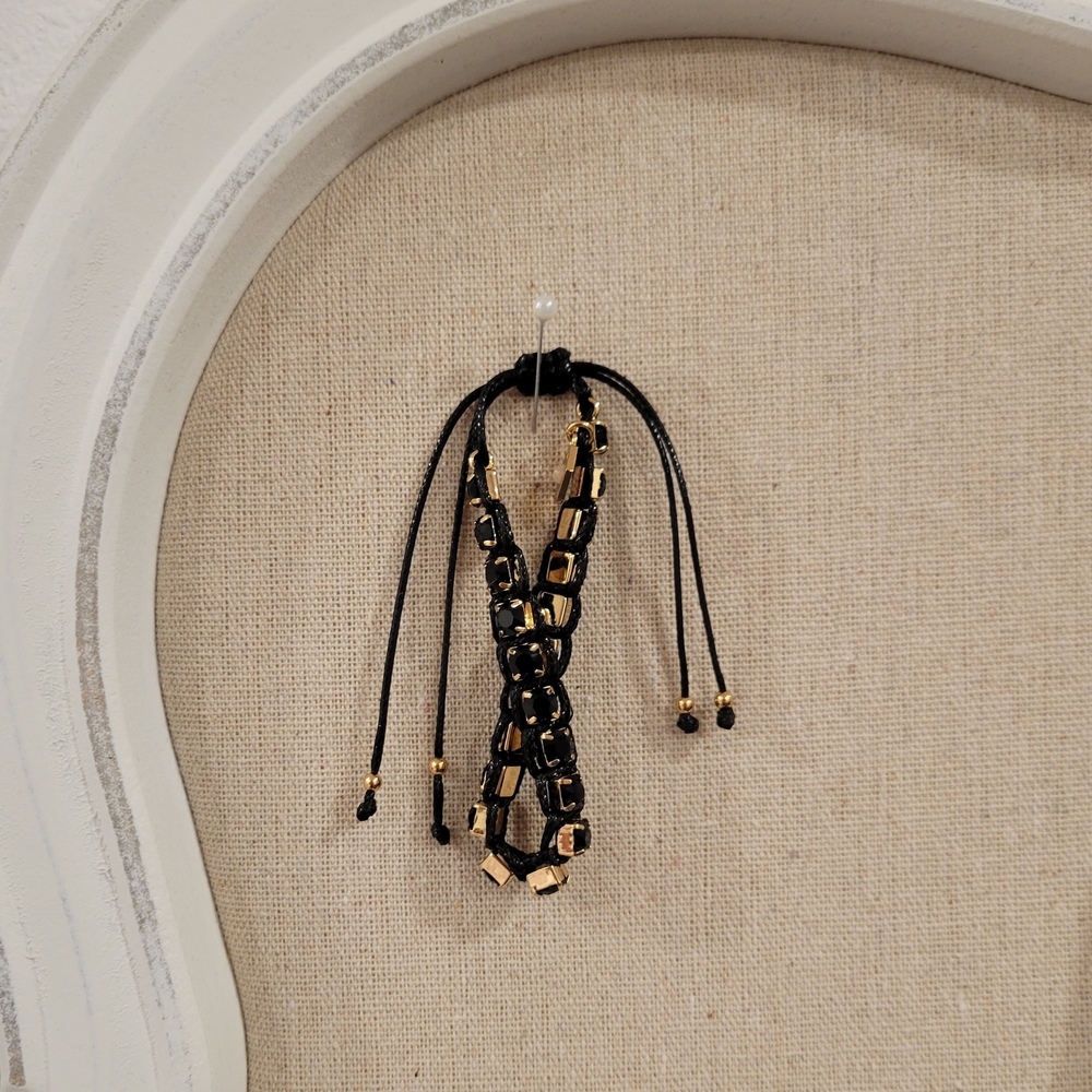 Tory Burch Black and Gold Slide Bracelet